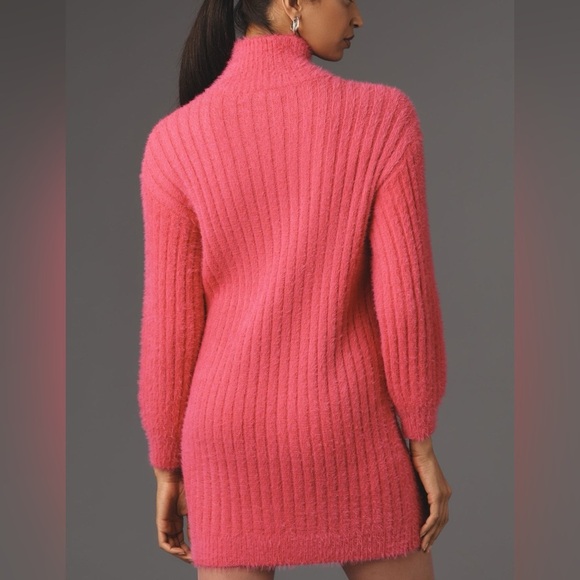 Anthropologie Flat White Turtleneck Sweater Mini Dress - Size XL - Pink Rose NWT - Picture 2 of 8